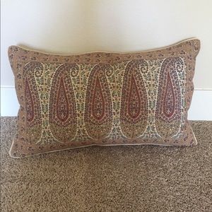 Pottery Barn Red, Navy & Tan Paisley Accent Pillow